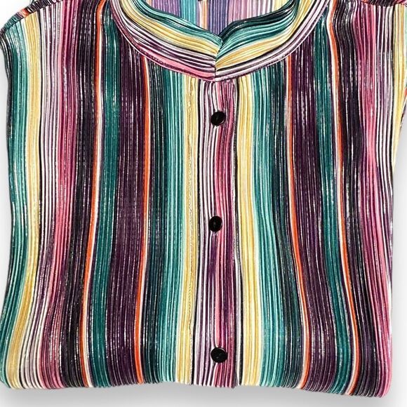 Colorful Stripes Button Down Front Pockets Long Kaftan Dress - NEW - Picture 3 of 4